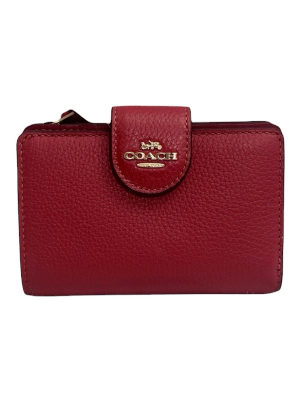 Coach Medium Corner Zip Wallet In Pebble Leather CBO41
True Red